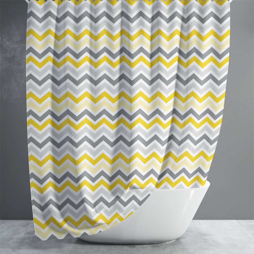 Duş Perdesi Zigzag Desen Banyo Perdesi Su Geçirmez Polyester Kumaş Duş Perde 180x200cm C Halkalı