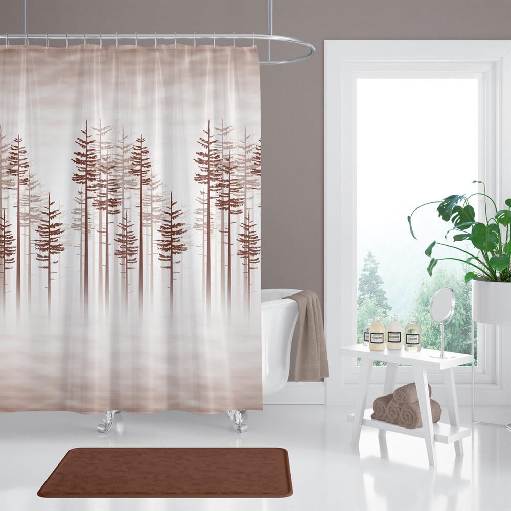 Kahverengi Banyo Perdesi 180x200 C Halkla Hediyeli Duş Perdesi