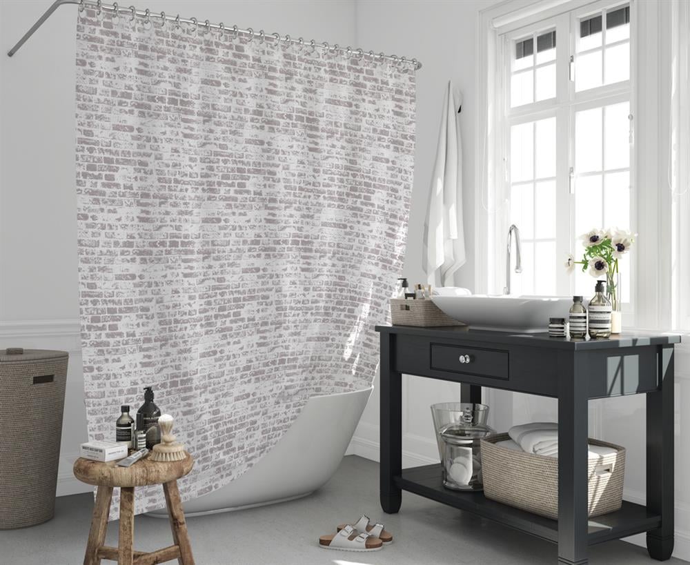 Kahverengi Duş Perde Küflenmez Banyo Perdesi Yüksek Kalite Kumaş Küvet Perdesi 180x200cm Banyo Perde