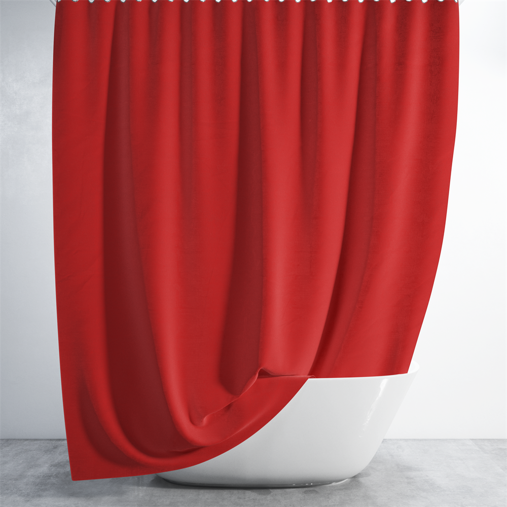 Kırmızı Banyo Perdesi 180x200 Duş Perdesi Tek Kanat Banyo Perdeleri - Su Geçirmez Küvet Perde