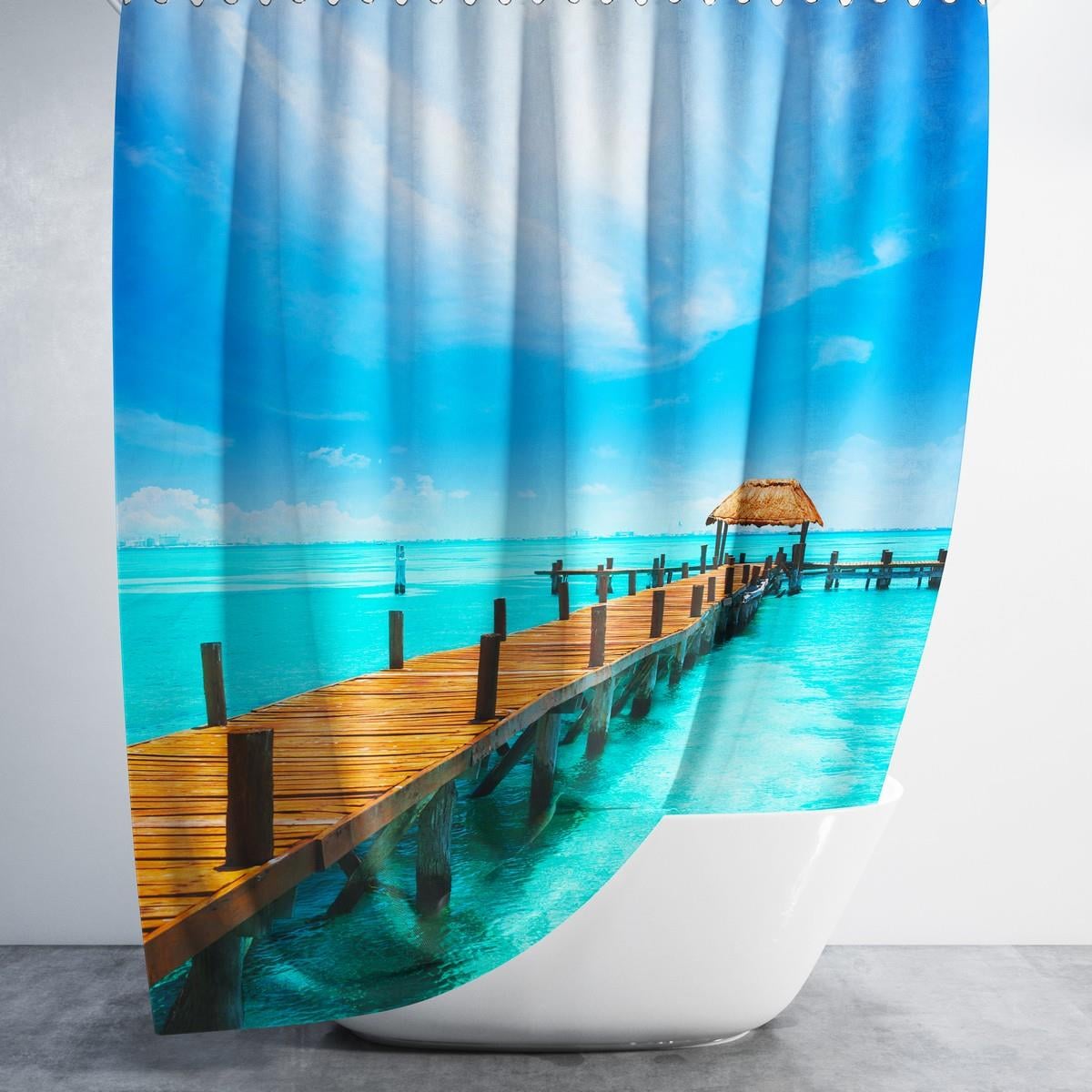 İskele Plaj Desenli Banyo Perdesi 180x200 cm Dijital Baskılı Su Geçirmez C Halka Hediyeli Duş PerdesiSamimi bir yemek, aile içinde hoş bir akşam masanıza uyacak masa örtüleri ve runner'lar