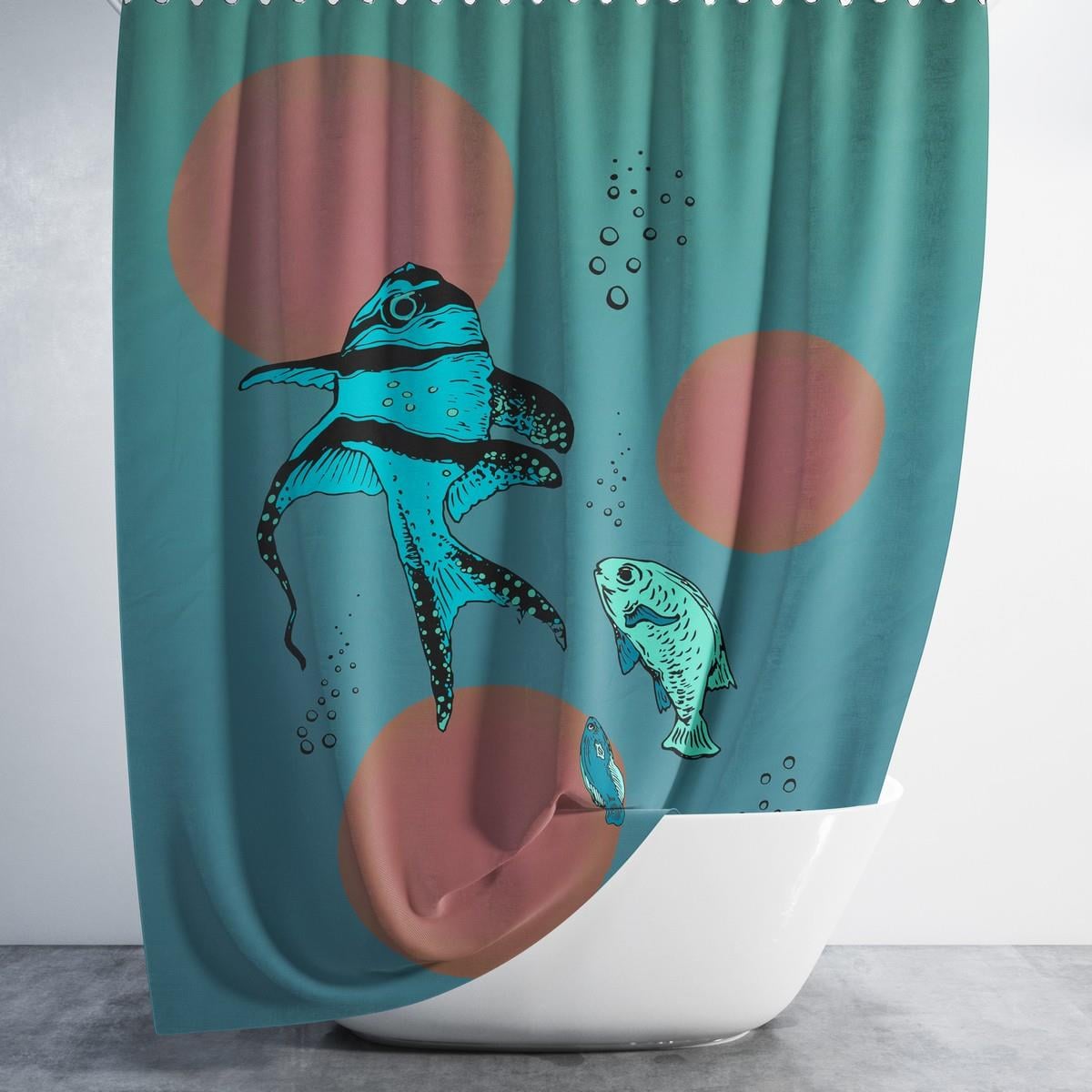 Balık Desenli Koyu Mavi Banyo Perdesi 180x200 cm Dijital Baskılı Su Geçirmez C Halka Hediyeli Duş PerdesiSamimi bir yemek, aile içinde hoş bir akşam masanıza uyacak masa örtüleri ve runner'lar
