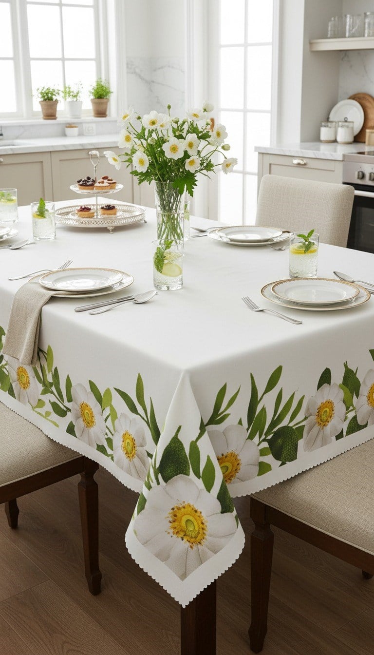 Papatya Dijital Masa Örtüsü 140x180cmSamimi bir yemek, aile içinde hoş bir akşam masanıza uyacak masa örtüleri ve runner'lar