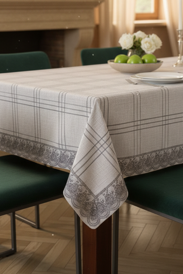 Dantelli Keten Efektli Leke Tutmaz Lüks Masa Örtüsü 160x220 Cm GriSamimi bir yemek, aile içinde hoş bir akşam masanıza uyacak masa örtüleri ve runner'lar