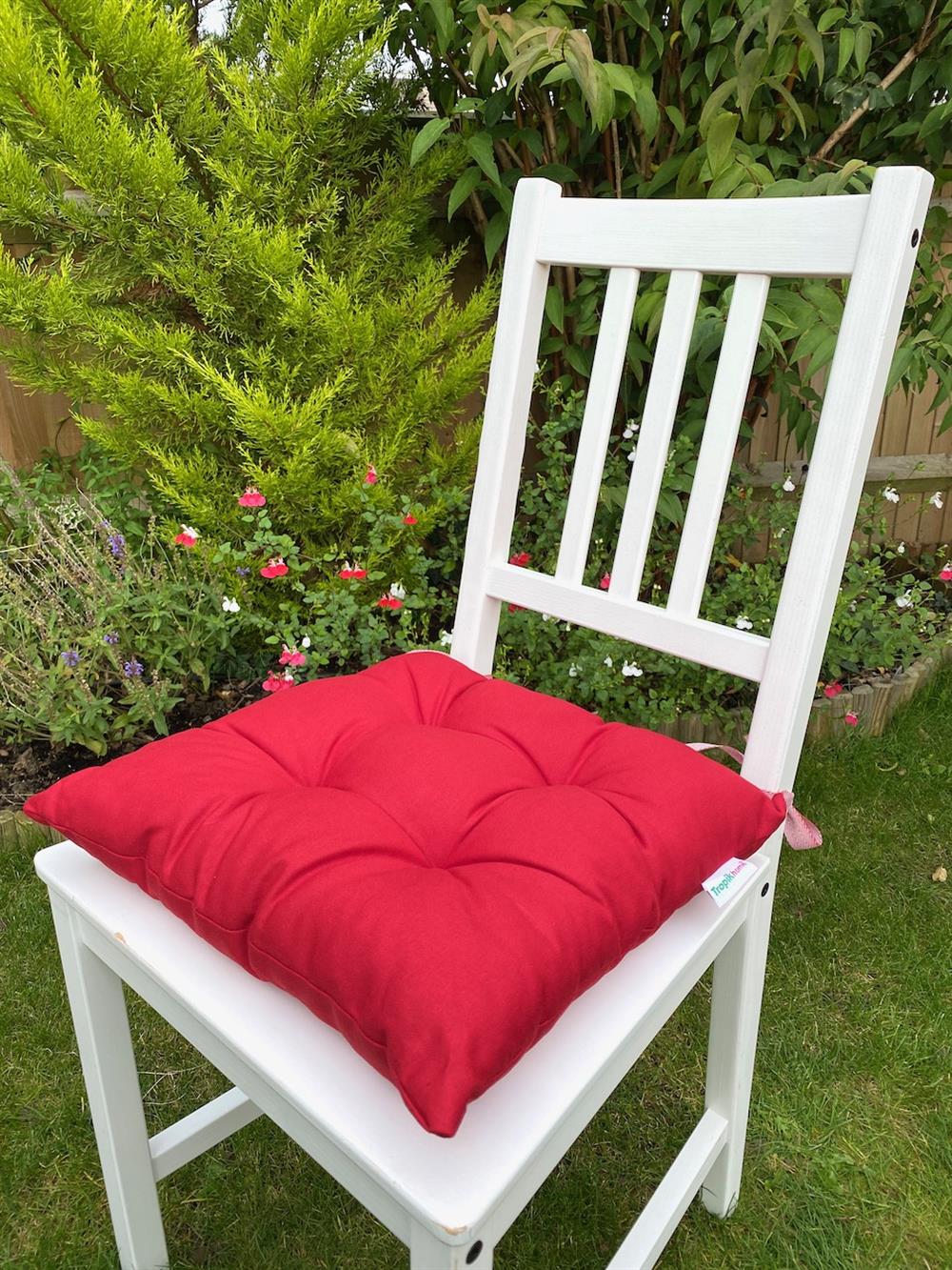 Yılbaşı Temalı Kırmızı Sandalye Minderi Pamuklu Pofidik Minder Bağcıklı Lüx Sandalye Minder 40x40cm