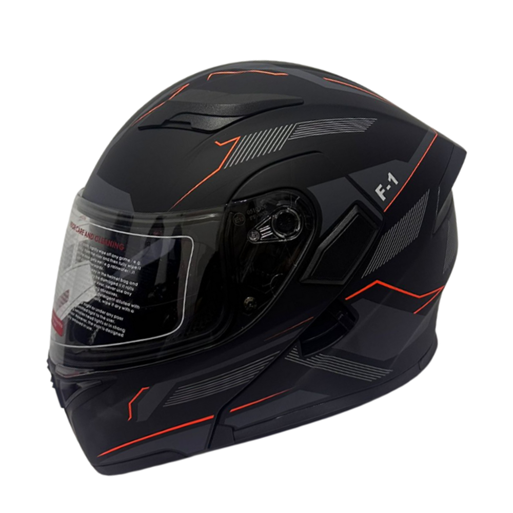 Jk Çene Açılır Kask F3 Güneş Vizörlü Siyah Turuncu F3
