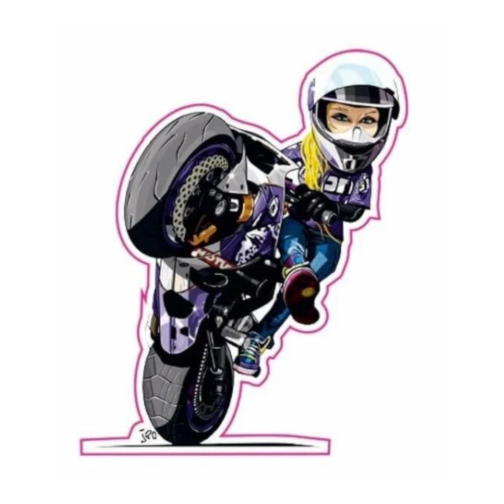 GogoGogo 72x90mm Motorcu Kız StickerSF005502