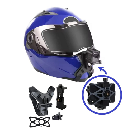 Motobir Motosiklet Kask Çene Bağlantılı Telefon ve Aksiyon Kamera Tutucu Full Set