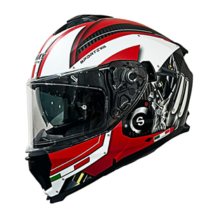 Sway Kapalı Kask Sw 865 Engine Beyaz Kırmızı