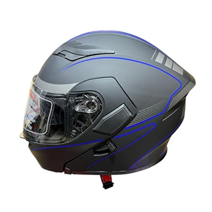 JkJk Çene Açılır Kask 902 H1 Güneş Vizörlü Mat Siyah MaviSF010168