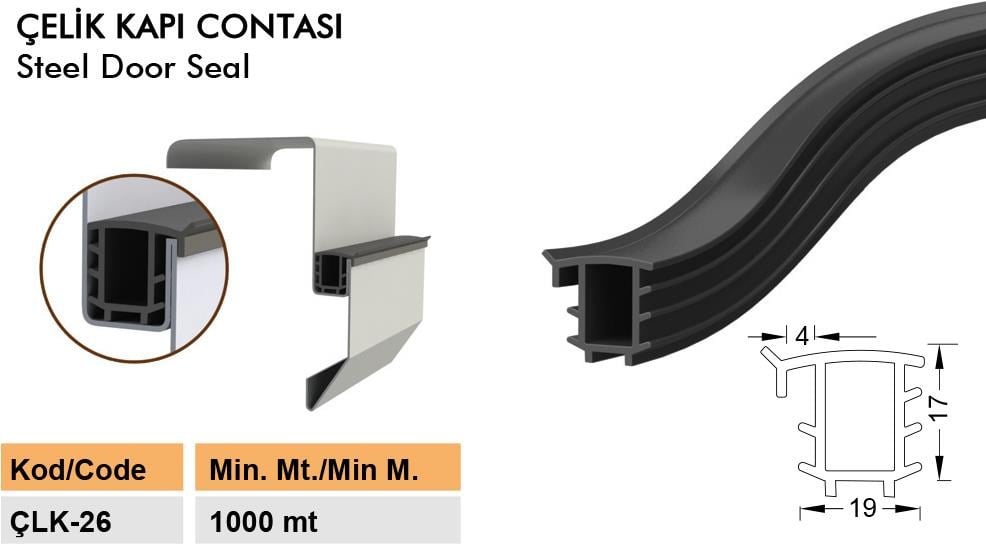 Contacall Çelik Kapı Ftitli Çelik Kapı Contası Siyah Renk 6 Metre Uzunluk