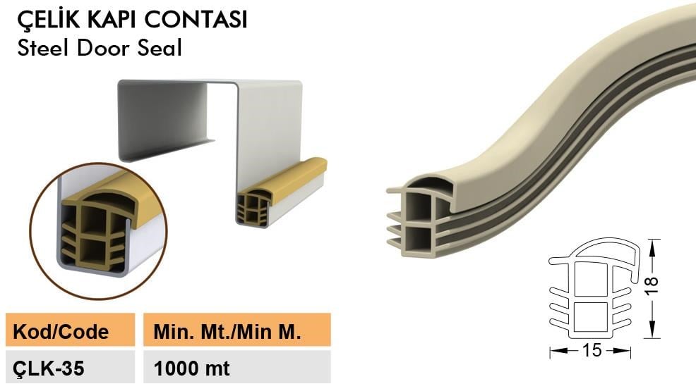 Contacall Çelik Kapı Kasa Fitili Çelik Kapı Contası 6 Metre Siyah
