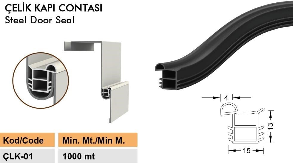 Contacall Çelik Kapı Contası-Fitili / Çelik Kapı Kasa Contası Çlk-01-Siyah-6 Metre
