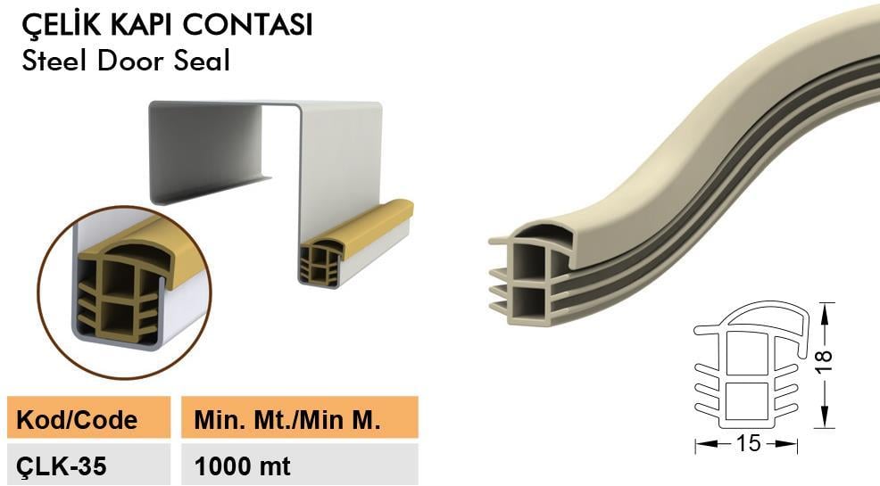 Contacall Çelik Kapı Kasa Fitili Çelik Kapı Contası 6 Metre Siyah