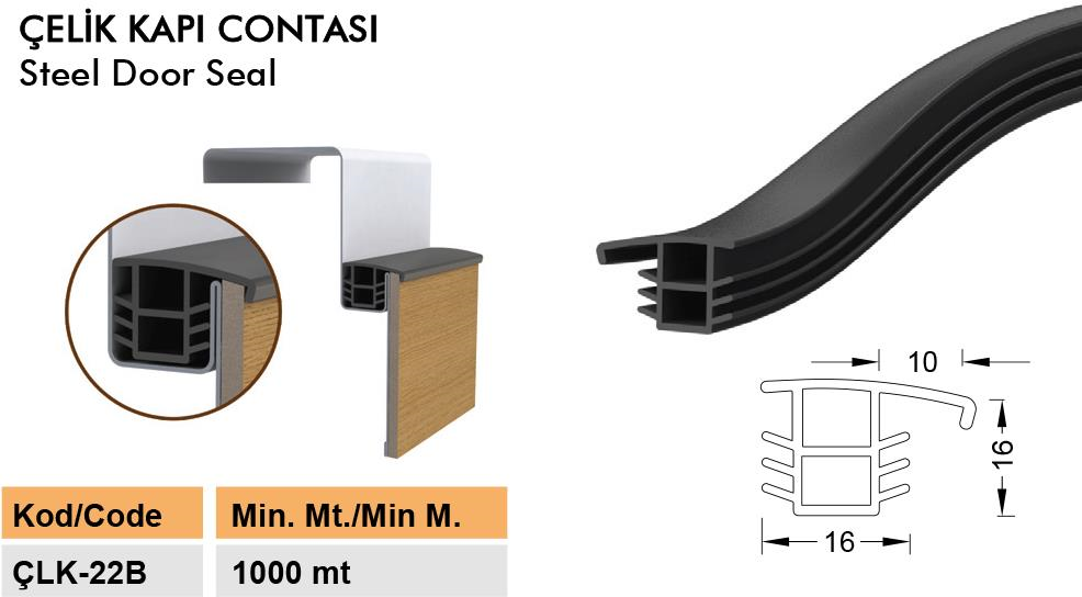 Contacall Çelik Kapı Kasa Fitili Contası Çelik Kapı Contası 6 Metre Siyah