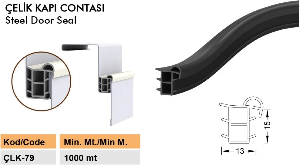 Contacall Çelik Kapı Kasa Fitili Contası Çelik Kapı Contası Siyah Renk 6 Metre 