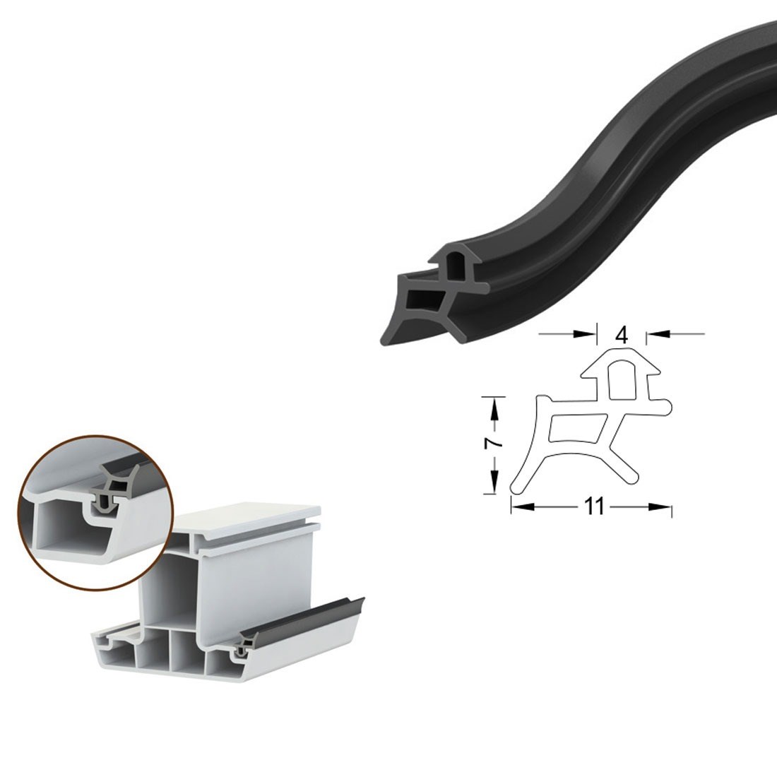 Contacall Pimapen Pvc Kapı Pencere Değiştirme Fitili Contası 40 Metre Siyah