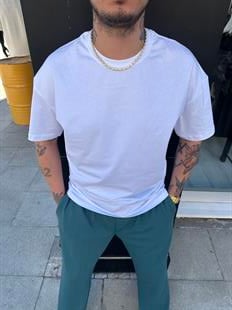 Düz Basic Oversize Tişört Beyaz