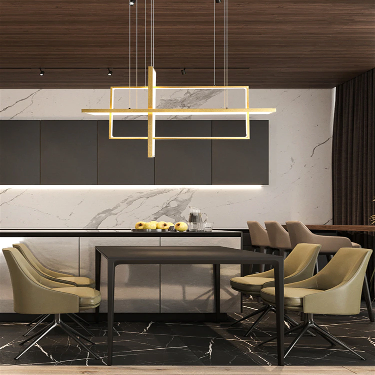 3-DİKDÖRTGEN LED LAMBA,SARKIT AVİZE,MODERN AYDINLATMA,DEKORATİF IŞIK