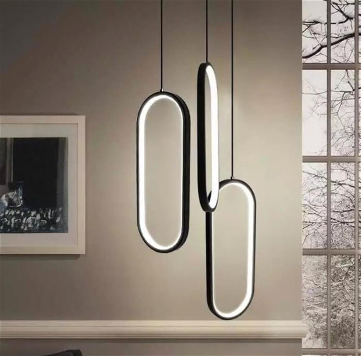 3 OVAL LED LAMBA,OVAL SARKIT AVİZE,MODERN AYDINLATMA,DEKORATİF IŞIK