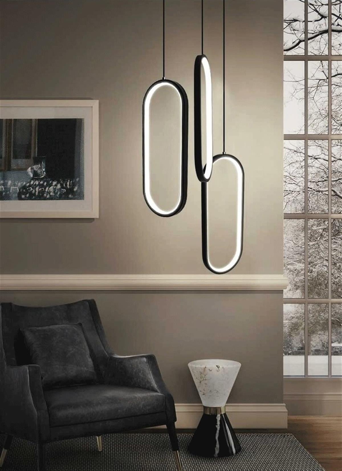 3 OVAL LED LAMBA,OVAL SARKIT AVİZE,MODERN AYDINLATMA,DEKORATİF IŞIK