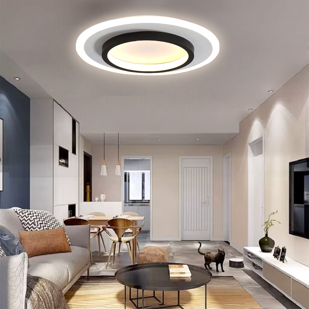 50CM AKRİLİKLİ YUVARLAK KUMANDALI,DİMLİ 3 IŞIK RENKLİ LED TAVAN LAMBASI, MODERN AVİZE