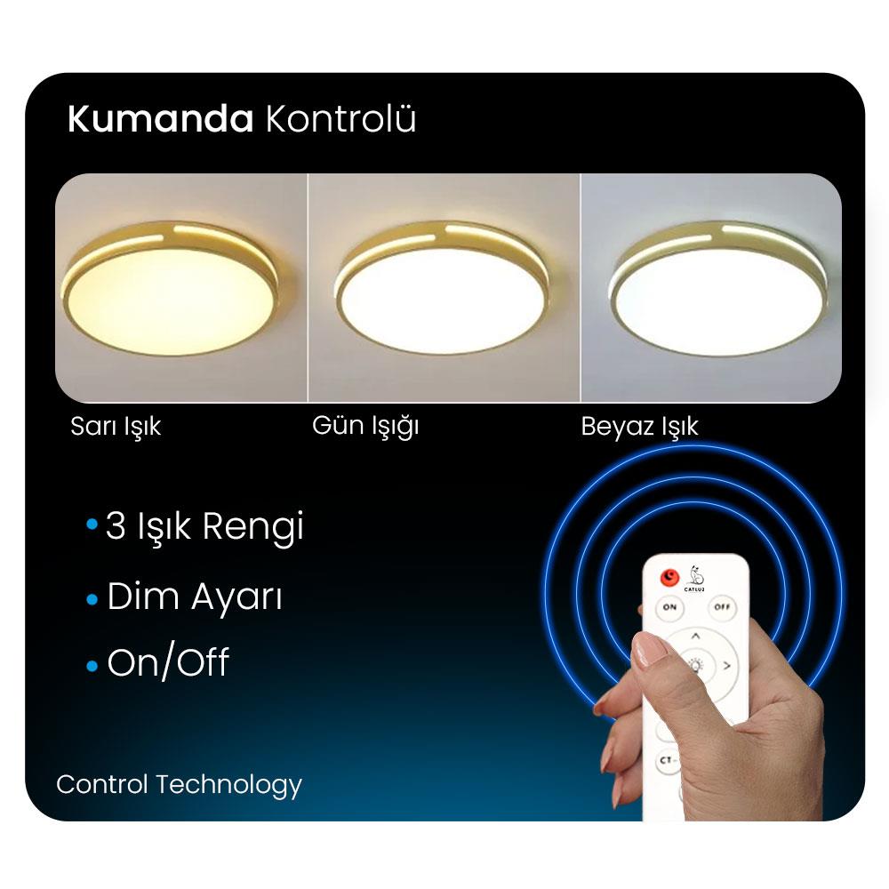 KUMANDALI LED AYDINLATMA ANTRASİT ŞERİT AKRİLİKLİ LED MODERN TAVAN LAMBASI