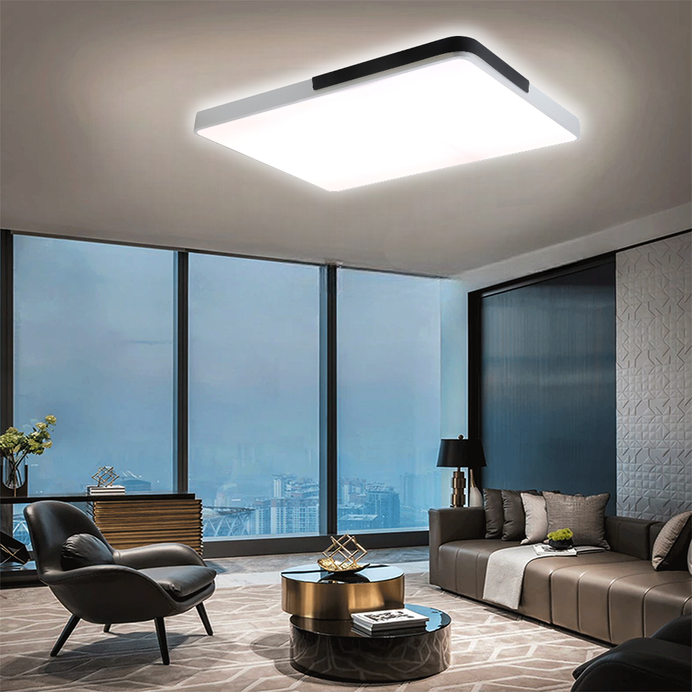 KUMANDALI LED AYDINLATMA BEYAZ-SİYAH ŞERİTLİ DİKDÖRTGEN TAVAN LAMBASI,PLAFONYER