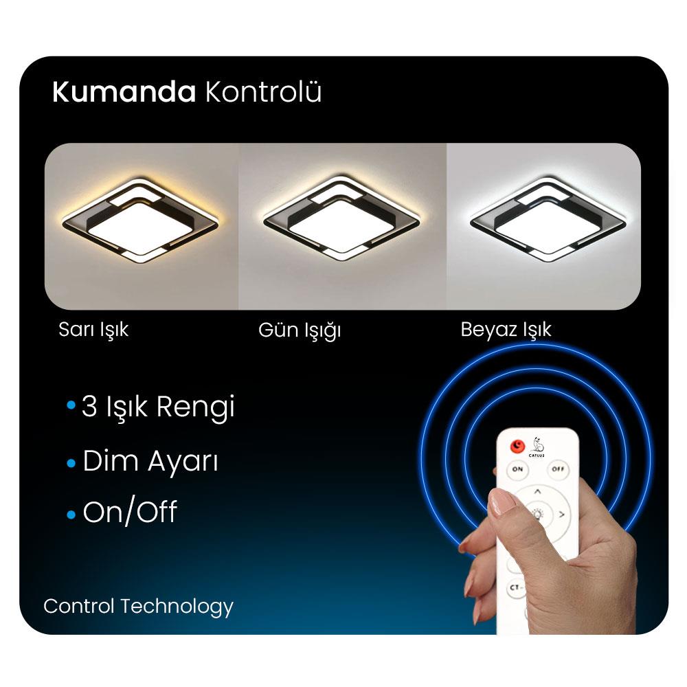 KUMANDALI LED AYDINLATMA KARE MODERN TAVAN LAMBASI PLAFONYER CL8025-50X50 