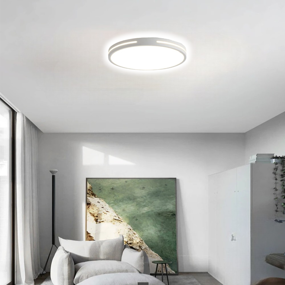 KUMANDALI LED AVİZE BEYAZ ŞERİTLİ YUVARLAK TAVAN LAMBASI,MODERN AVİZE