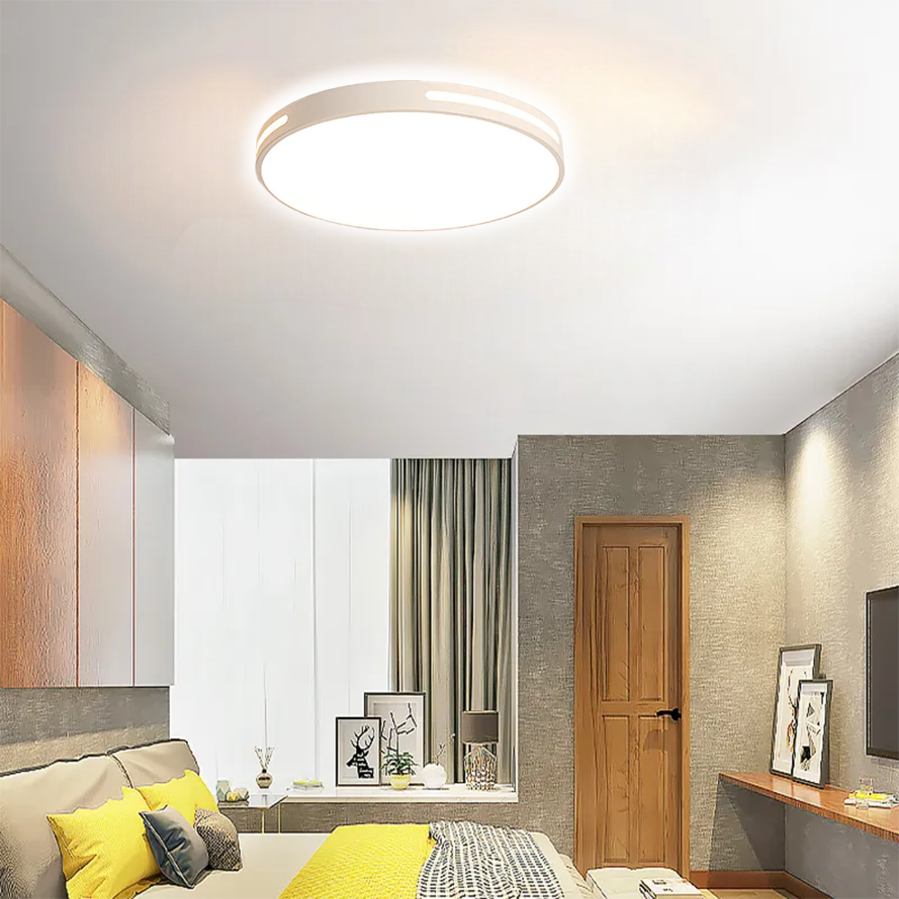 KUMANDALI LED AVİZE BEYAZ ŞERİTLİ YUVARLAK TAVAN LAMBASI,MODERN AVİZE
