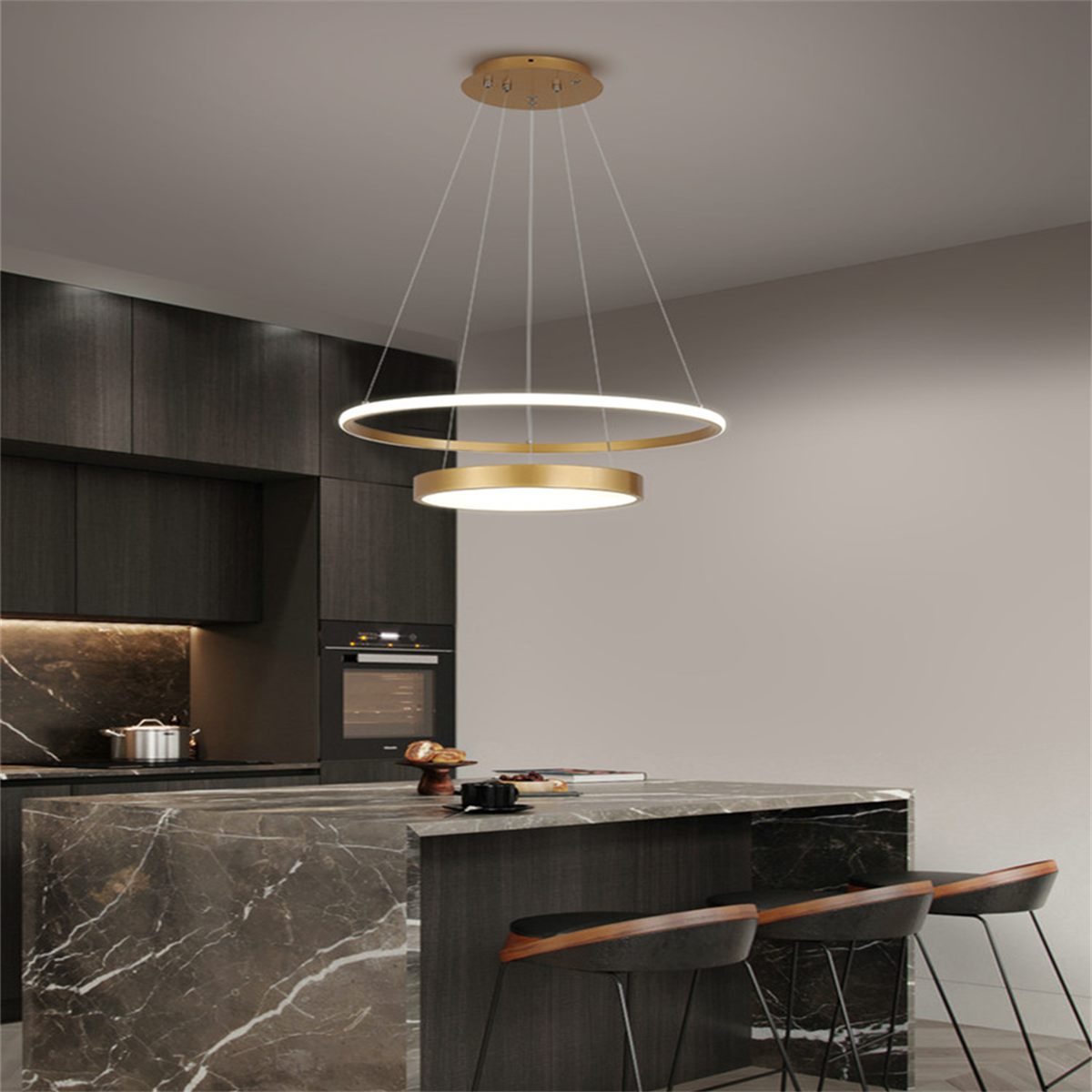 ÇEMBER(Ø40+60CM) LED LAMBA,YUVARLAK SARKIT AVİZE,MODERN AYDINLATMA,DEKORATİF IŞIK