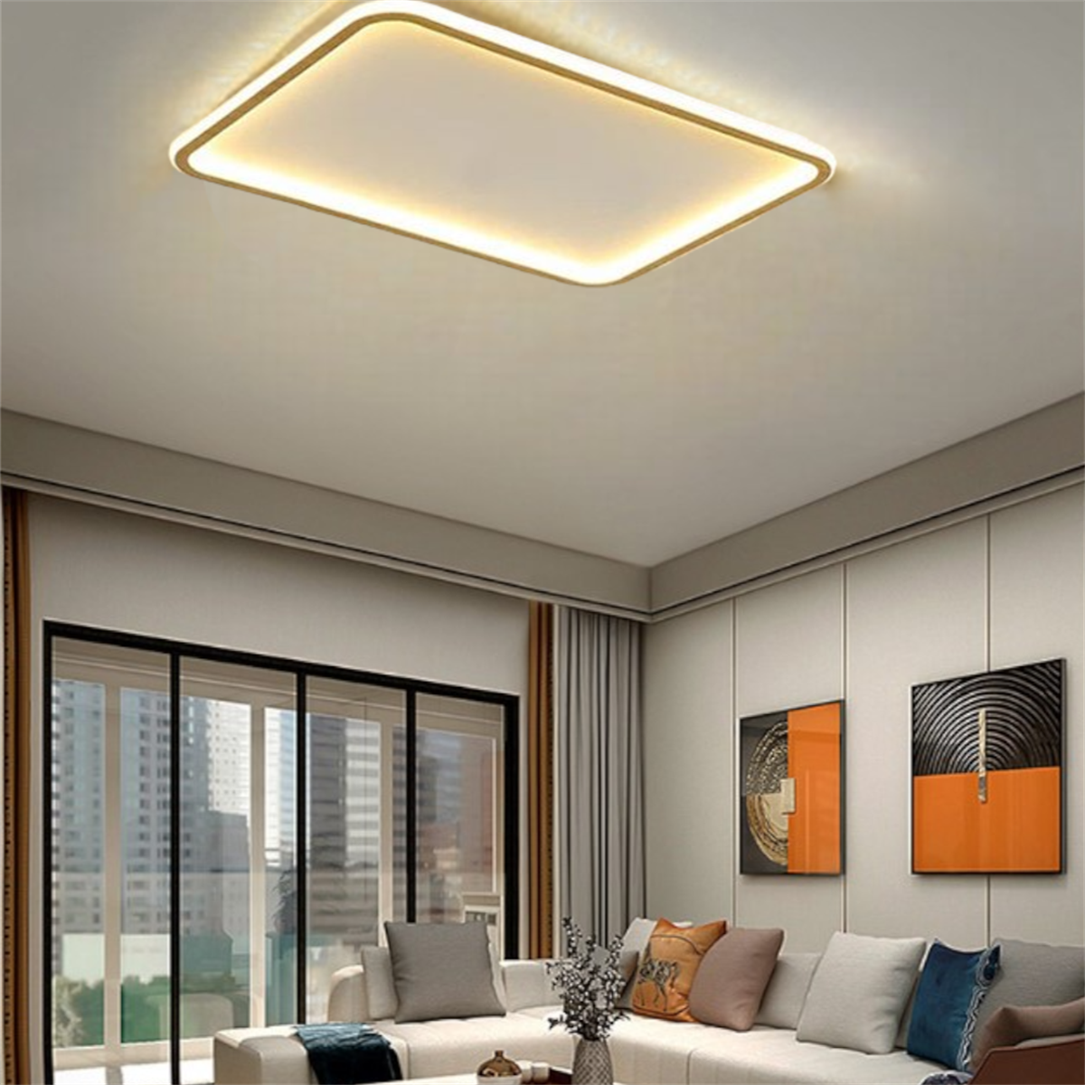 KUMANDALI LED AYDINLATMA DİKDÖRTGEN 3 IŞIK RENGİ MODERN TAVAN LAMBASI