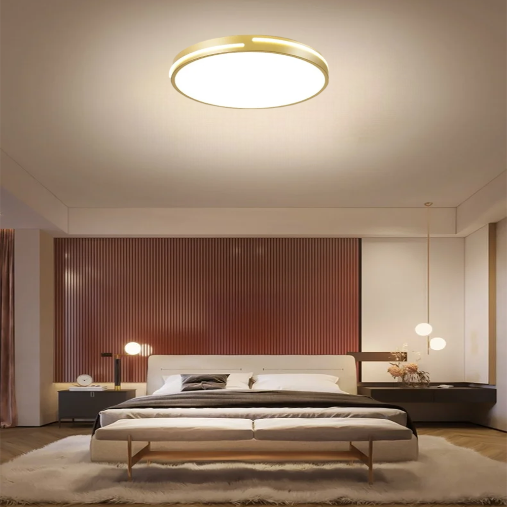 KUMANDALI LED AYDINLATMA GOLD ŞERİT AKRİLİKLİ LED MODERN TAVAN LAMBASI