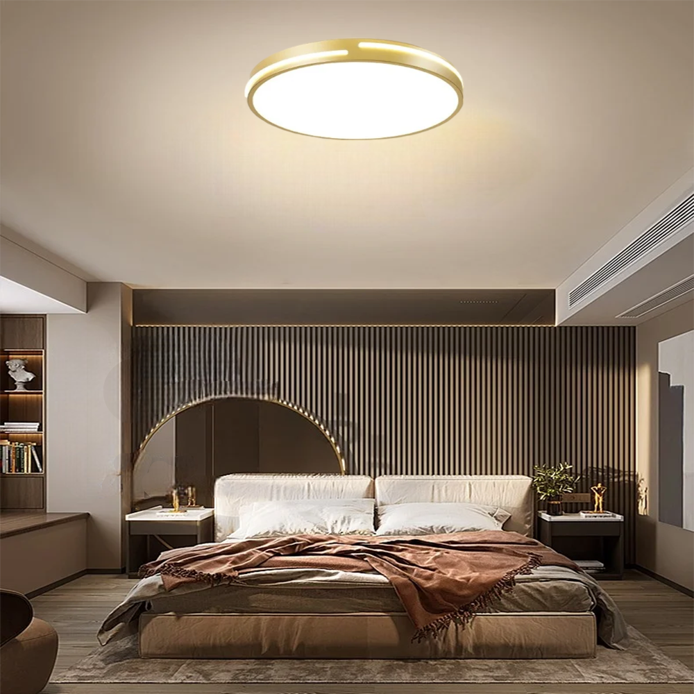 KUMANDALI LED AYDINLATMA GOLD ŞERİT AKRİLİKLİ LED MODERN TAVAN LAMBASI