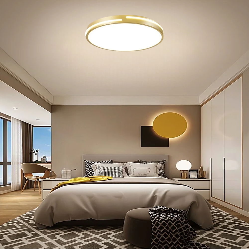 KUMANDALI LED AYDINLATMA GOLD ŞERİT AKRİLİKLİ LED MODERN TAVAN LAMBASI