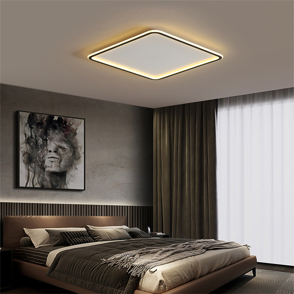 KUMANDALI KARE LED TAVAN LAMBASI, MODERN AVİZE,DEKORATİF IŞIK