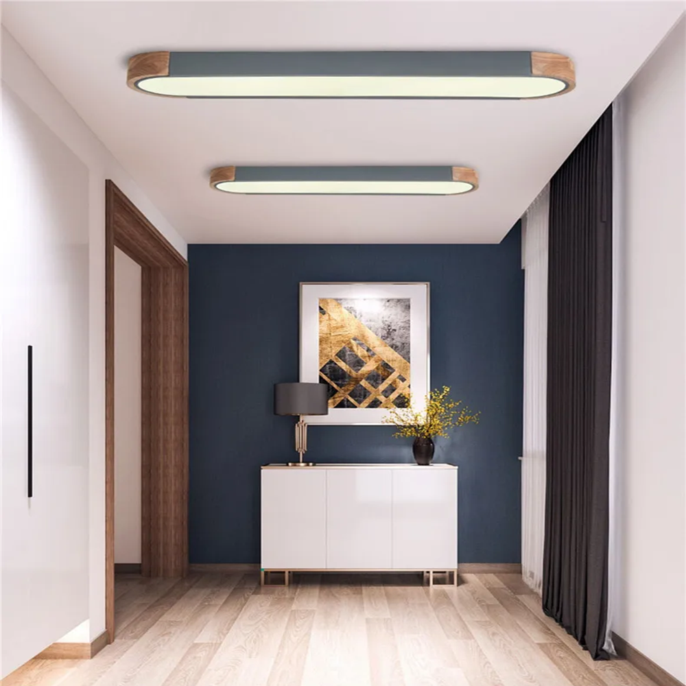 KUMANDALI LED AYDINLATMA OVAL ANTRASİT AHŞAPLI LED TAVAN LAMBASI,MODERN AVİZE