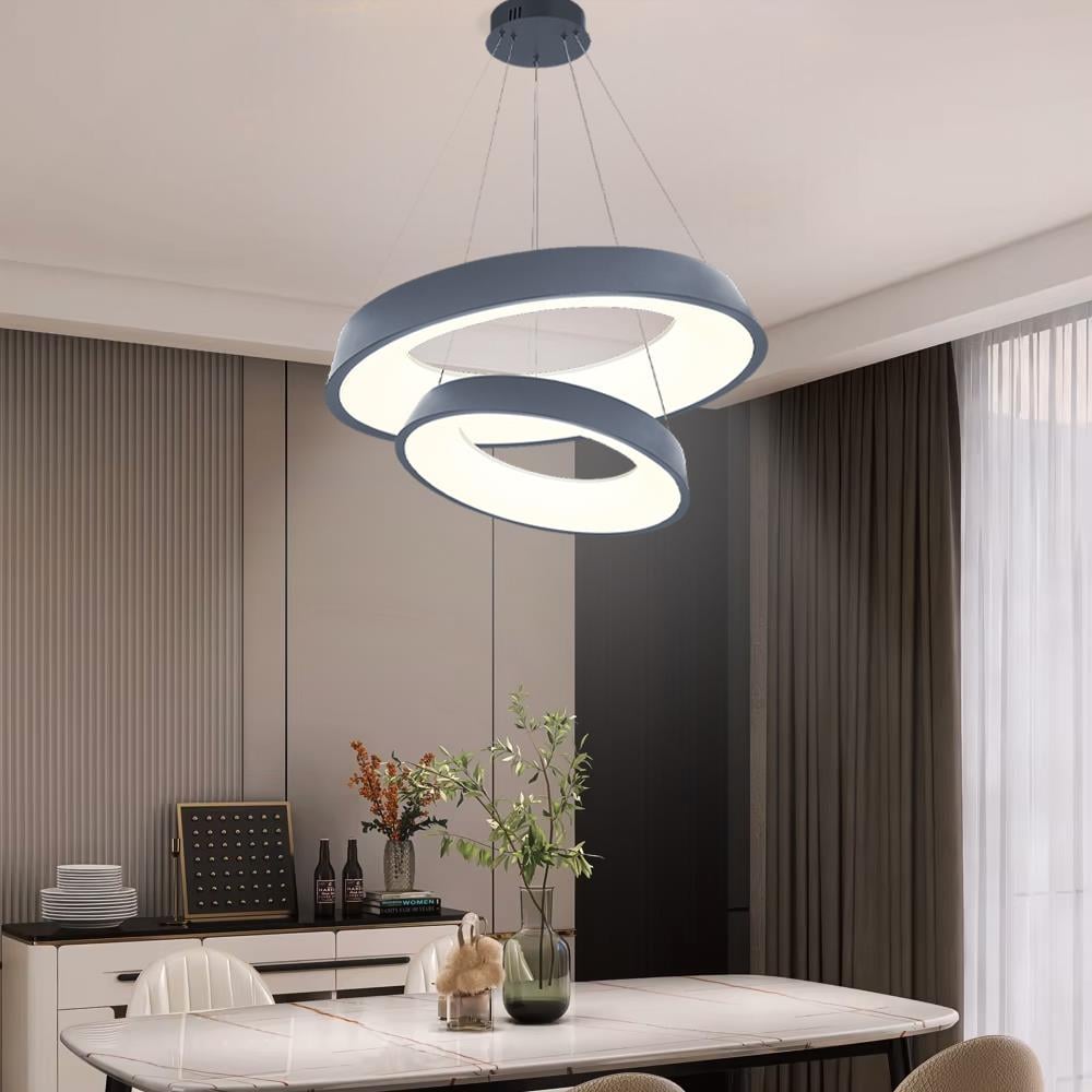 KUMANDALI LED SARKIT AVİZE ANTRASİT ÇEMBER AKRİLİKLİ 3 IŞIK RENKLİ MODERN TAVAN LAMBASI