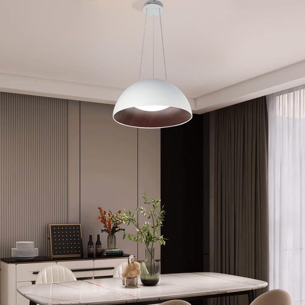 KUMANDALI LED SARKIT AVİZE  BEYAZ İÇİ AHŞAP DOKULU LİMİTED EDITION