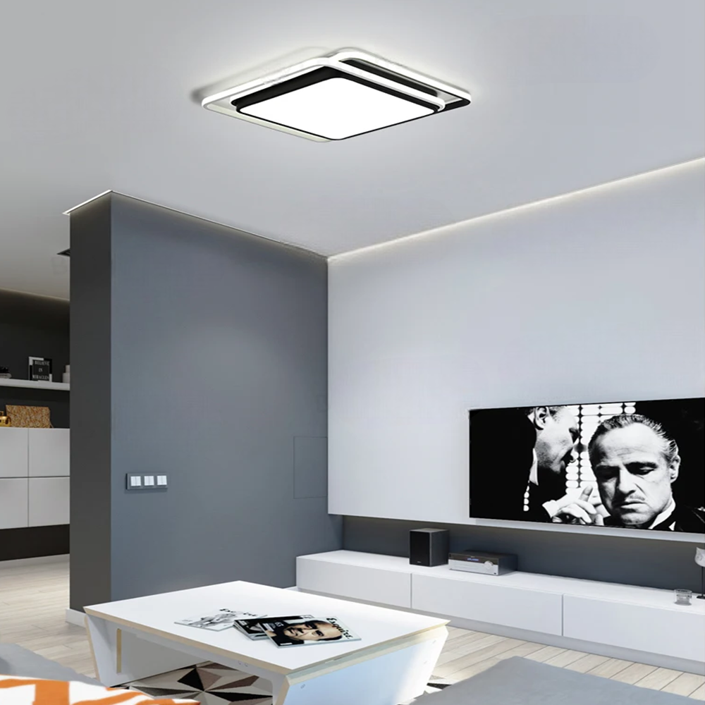 KUMANDALI LED AYDINLATMA SARMAL KARE PLAFONYER,MODERN  TAVAN LAMBASI