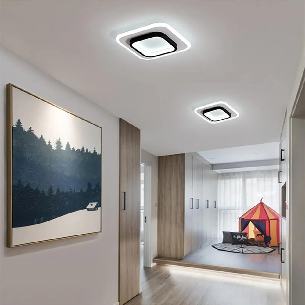 KUMANDALI LED AYDINLATMA SİYAH KARE AKRİLİKLİ 3 IŞIK RENKLİ MODERN TAVAN LAMBASI