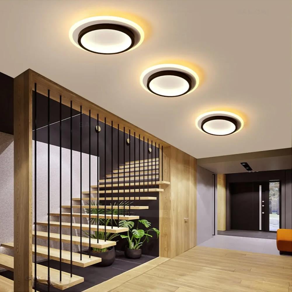 SİYAH YUVARLAK AKRİLİKLİ KARE 3 IŞIK RENKLİ KUMANDALI LED TAVAN LAMBASI MODERN AVİZE