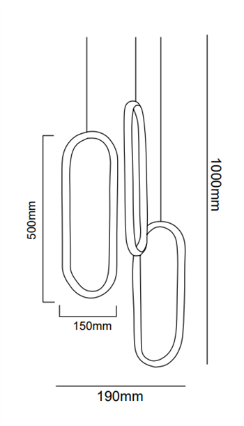 3 OVAL LED LAMBA,OVAL SARKIT AVİZE,MODERN AYDINLATMA,DEKORATİF IŞIK