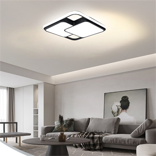 50X50CM SİYAH KARE İÇİ ÇİFT KARE LED TAVAN LAMBASI,AVİZE,MODERN AYDINLATMA,3 IŞIK RENGİ,KUMANDALI