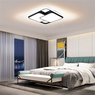 50X50CM SİYAH KARE İÇİ ÇİFT KARE LED TAVAN LAMBASI,AVİZE,MODERN AYDINLATMA,3 IŞIK RENGİ,KUMANDALI