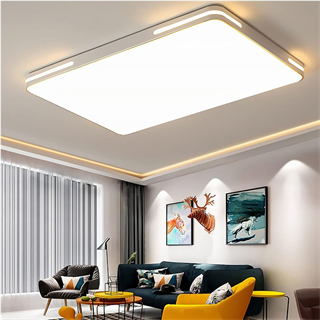 KUMANDALI LED AYDINLATMA BEYAZ ŞERİTLİ DİKDÖRTGEN TAVAN LAMBASI,MODERN AVİZE