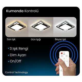 KUMANDALI LED AYDINLATMA KARE MODERN TAVAN LAMBASI PLAFONYER CL8025-50X50 