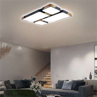 KUMANDALI LED AYDINLATMA DİKDÖRTGEN ANTRASİT AHŞAPLI LED TAVAN LAMBASI,MODERN AVİZE