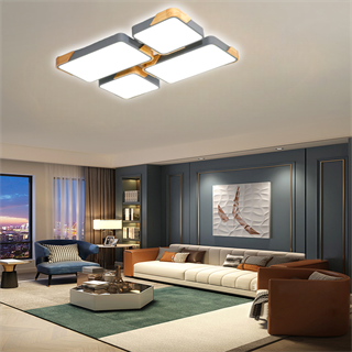 KUMANDALI LED AYDINLATMA DİKDÖRTGEN ANTRASİT AHŞAPLI LED TAVAN LAMBASI,MODERN AVİZE